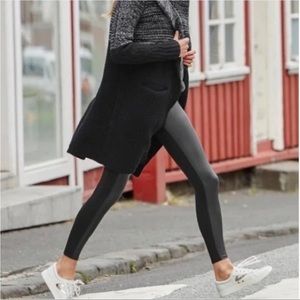 Athleta Gleam Faux Leather Panel Leggings Black S